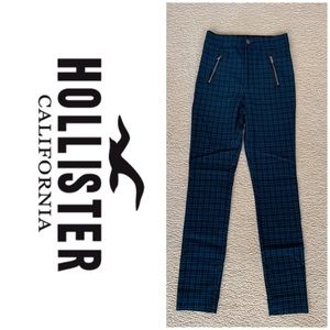 Hollister Navy and Teal Plaid Skinny Pants